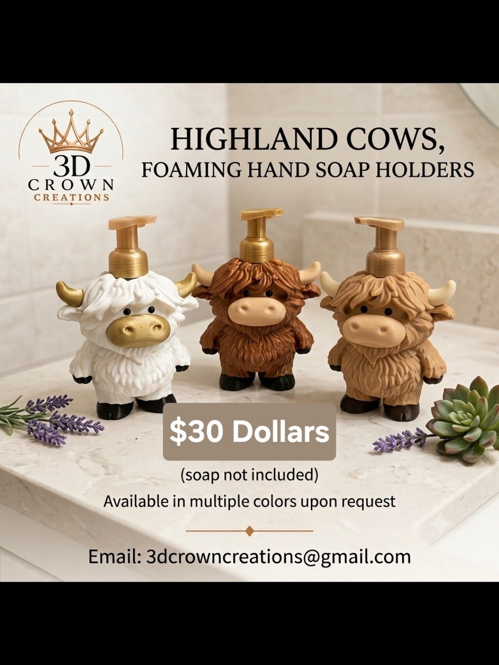 Highland Cow Foaming Hand Soap Dispenser - White